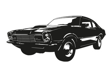 American muscle car from the 1970s vector silhouette illustration
