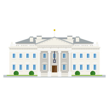 The White House at Washington, DC, flat design vector icon