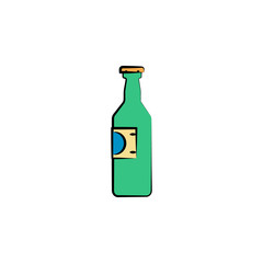 bottle of beer colored sketch style icon. Element of beer icon for mobile concept and web apps. Hand drawn bottle of beer icon can be used for web and mobile