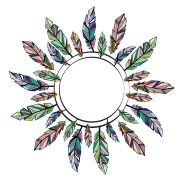 Feathers circle frame