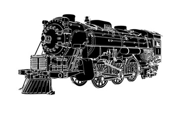 silhouette retro steam engine vector