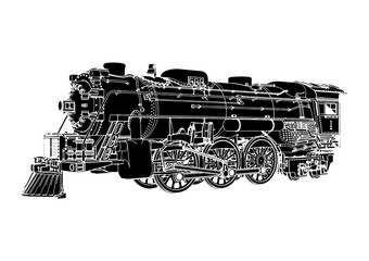 silhouette retro steam engine vector