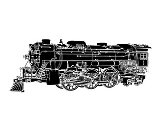 silhouette retro steam engine vector