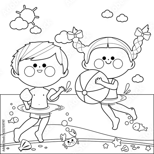 Girl Swimming Coloring Pages