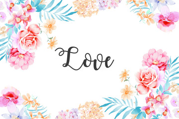 Watercolor rose flower collection