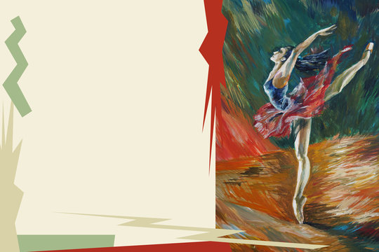 Beautiful cards. Ballerina Painting Acrylic. Artist creative painting background