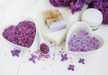 natural soap with lilac flowers