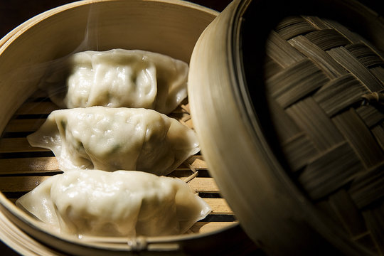 Basket with yummy gyozas