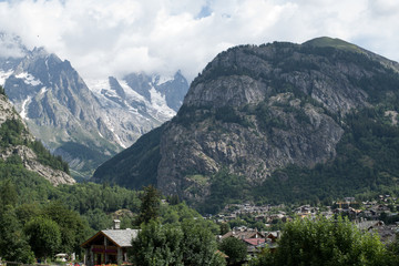 A general view of Courmayeur, one of the most famous and elegant mountain resorts in the Italian Alps