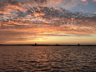 sunset, sea, sky, sun, water, ocean, sunrise, cloud, nature, clouds, beach, orange, horizon, landscape, dusk, coast, red, beautiful, dawn, evening, blue, summer, reflection, travel, sundown