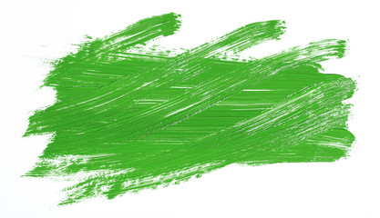 Green brush stroke isolated over white background