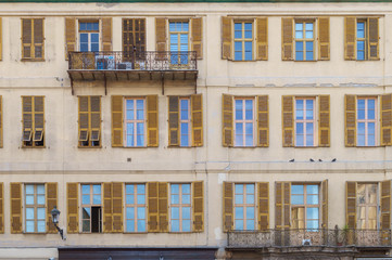 Fototapeta premium Interesting facade with window shutters