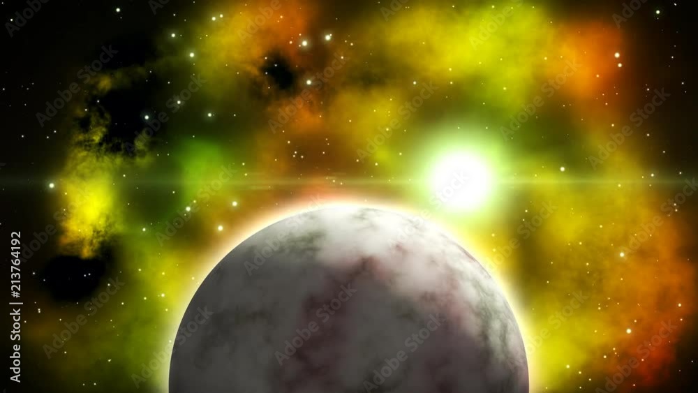 Wall mural sci-fi rotating planet. loop.
