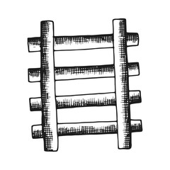 railway sketch monochrome. sleepers and rails isolated on white background