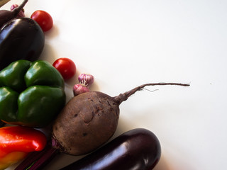 Fresh group vegetables on a white background.