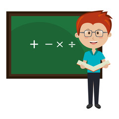 man teacher iwith chalkboard avatar character