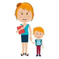 woman teacher with boy