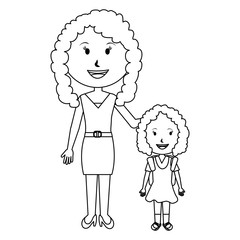 woman teacher with girl avatar character