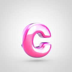Pink letter C lowercase isolated on white background.
