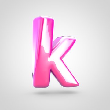 Pink letter K lowercase isolated on white background.