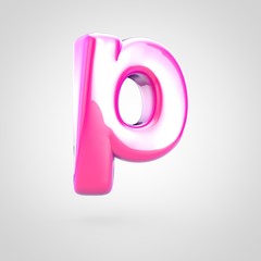 Pink letter P lowercase isolated on white background.