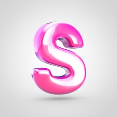 Pink letter S uppercase isolated on white background.