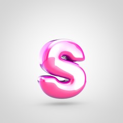 Pink letter S lowercase isolated on white background.