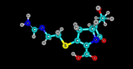 Imipenem molecular structure isolated on black