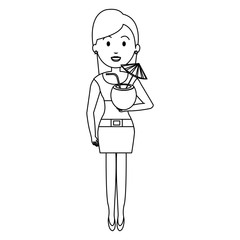 woman with coconut cocktail