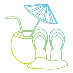 tropical coconut cocktail with flip flops