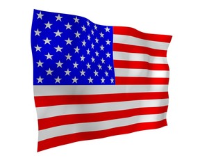 Fototapeta premium Waving flag of the United States of America. Stars and Stripes. State symbol of the USA. 3D illustration