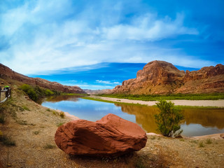 Fototapeta na wymiar Gold bar Colorado river Moab Utah