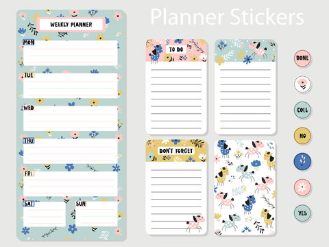Planner stickers with horses and flowers