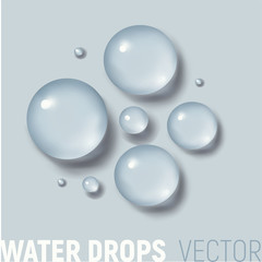 Drops of water. 3d realistic vector illustration. Realism style. Macro