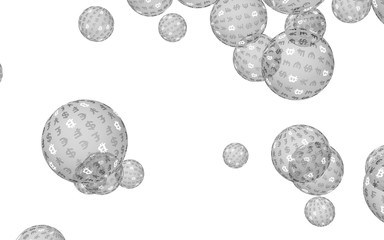 Bitcoin economic financial bubble. Cryptocurrency 3D illustration. Digital white background. Business concept.