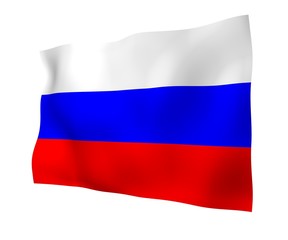 Waving flag of the Russian Federation. The National. State symbol of the Russia. 3D illustration