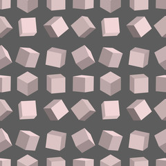 3D cubes seamless pattern vector box square geometric shape isometric block illustration.