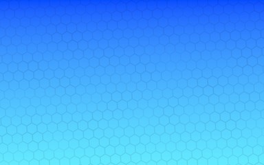 Translucent honeycomb on a gradient blue sky background. Perspective view on polygon look like honeycomb. Isometric geometry. 3D illustration