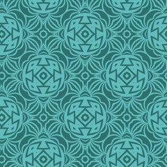 Seamless geometric pattern with floral abstract decoration. Vector illustration