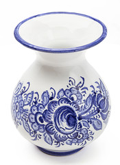 Vase painted with blue flowers
