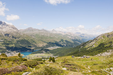 Silvaplana, Corvatsch, Wanderweg, Seenplatte, Piz Julier, Julierpass, Piz Nair, Oberengadin, Graubünden, Sommer, Schweiz