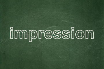 Fototapeta premium Advertising concept: text Impression on Green chalkboard background