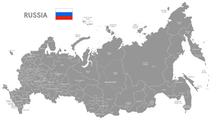 Obraz premium Grey Vector Political Map of Russia