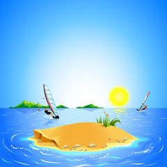 vector illustration beach nature sea beach windsurfing, surfing
