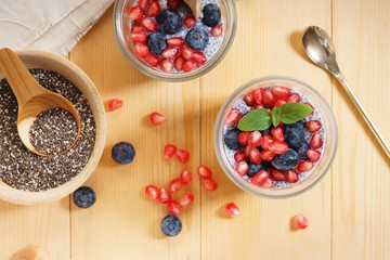 chia seed pudding with fresh fruits