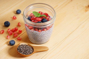 chia seed pudding with fresh fruits