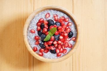 chia seed pudding with fresh fruits