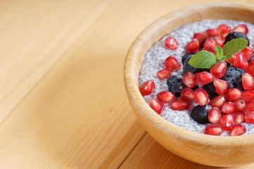 chia seed pudding with fresh fruits