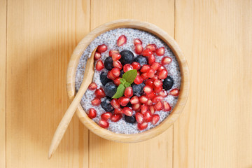 chia seed pudding with fresh fruits