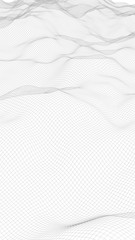 Obraz premium Abstract landscape on a white background. Cyberspace grid. Hi-tech network. Vertical image orientation. 3D illustration